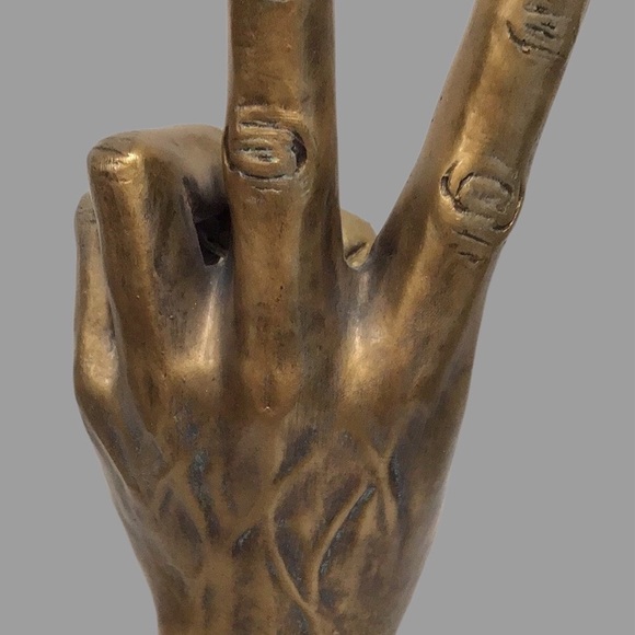 NEW VITRUVIAN Collection Peace Sign Handmade Bronze Sculpture on Base, Date 2005 - Picture 6 of 12